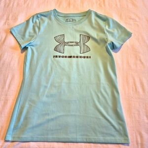 Under Armour women's size Medium teal short sleeve shirt, heatgear VGUC